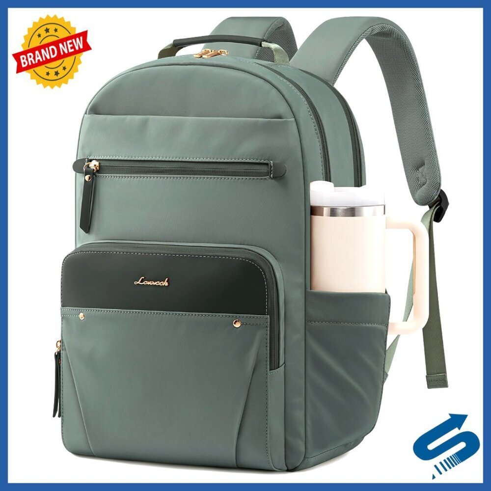 Chic Laptop Backpack with Tumbler Pockets Elegant Travel Work Bag Minimal